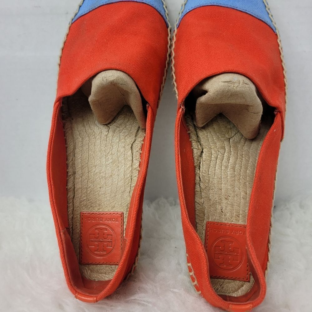 Tory Burch Cap-Toe Orange Blue Espadrilles Size 11 M - Picture 5 of 7